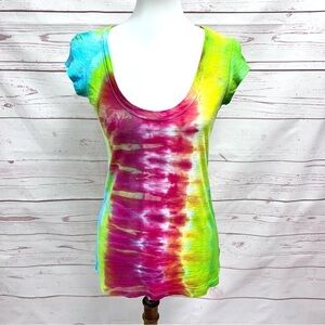 James Perse Tie Dye Scoopneck Cotton Tee T-shirt